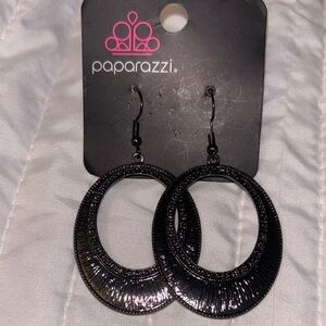 Paparazzi Black Textured Hoop Earrings